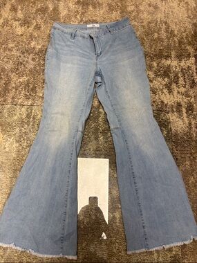 YMI Light Blue Flare Jeans with Raw Hem
